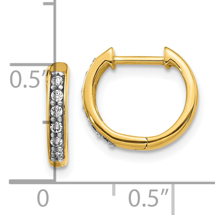 10K Yellow Gold Diamond Hinged Hoop Earrings