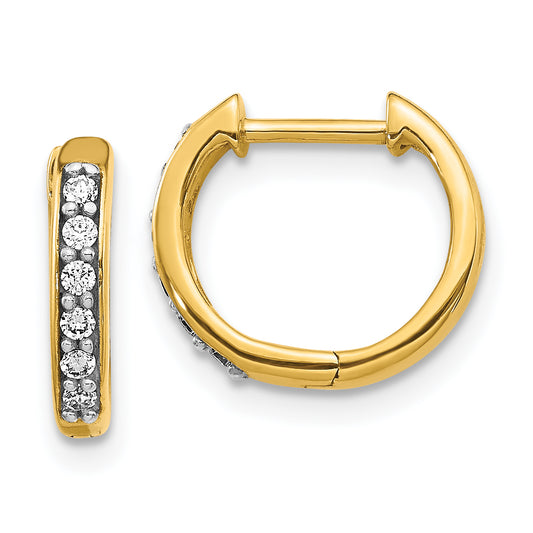10K Yellow Gold Diamond Hinged Hoop Earrings
