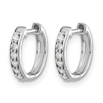 14k White Gold Real Diamond Hinged Hoop Earrings