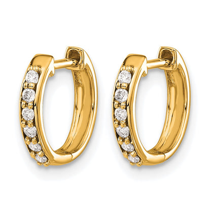 14k Yellow Gold Real Diamond Hinged Hoop Earrings