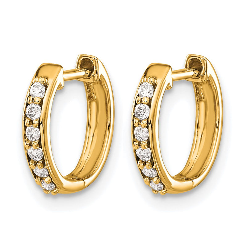 14k Yellow Gold Real Diamond Hinged Hoop Earrings