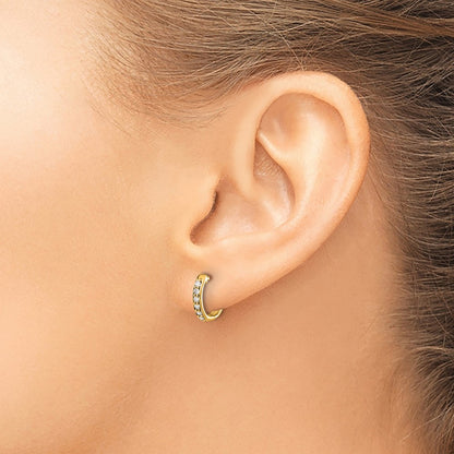 14k Yellow Gold Real Diamond Hinged Hoop Earrings