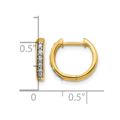 14k Yellow Gold Real Diamond Hinged Hoop Earrings