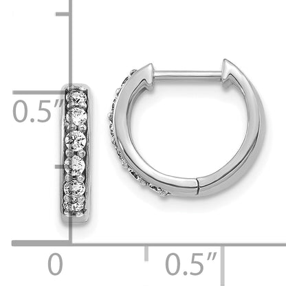 10K White Gold Diamond Hinged Hoop Earrings