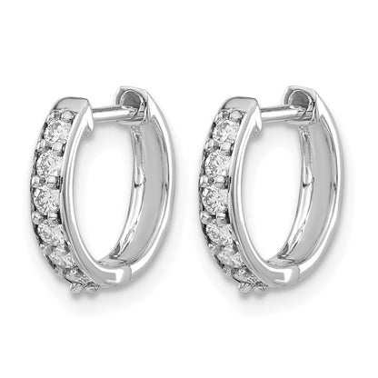 14k White Gold Real Diamond Hinged Hoop Earrings
