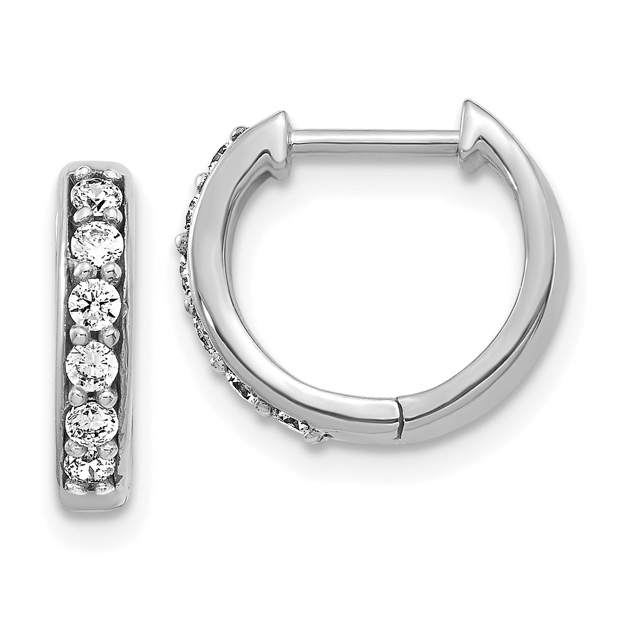 14k White Gold 1/4 Ct. Lab Grown Diamond VS/SI+ G+ Hinged Hoop Earrings