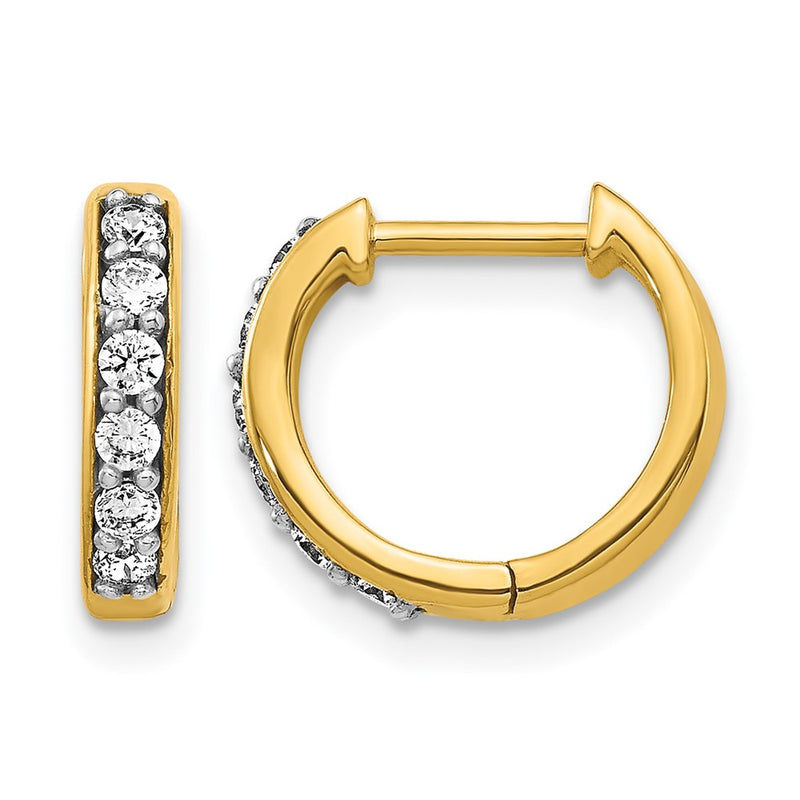 14k Yellow Gold 1/4 Ct. Lab Grown Diamond VS/SI+ G+ Hinged Hoop Earrings