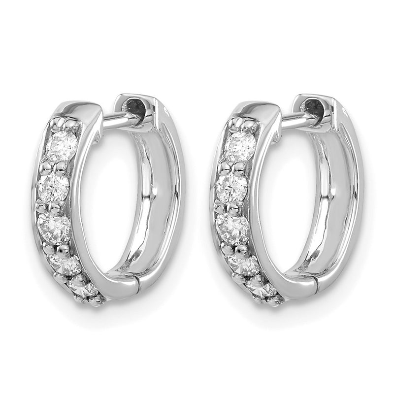 10K White Gold Diamond Hinged Hoop Earrings