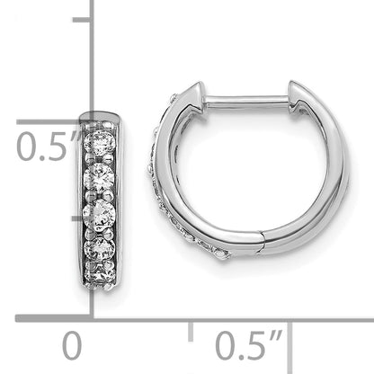 10K White Gold Diamond Hinged Hoop Earrings