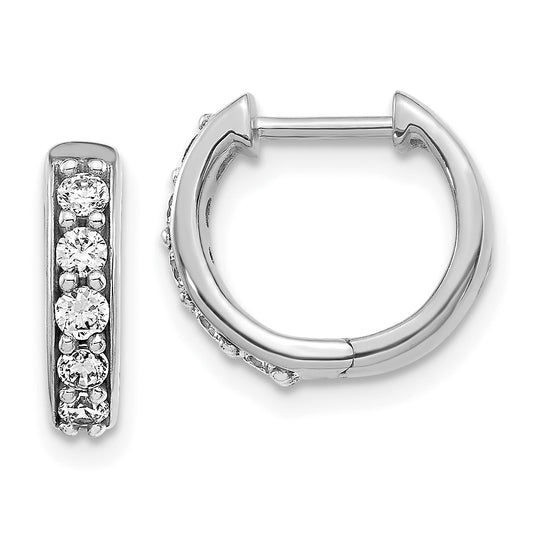 10K White Gold Diamond Hinged Hoop Earrings