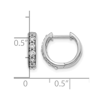 14k White Gold Real Diamond Hinged Hoop Earrings