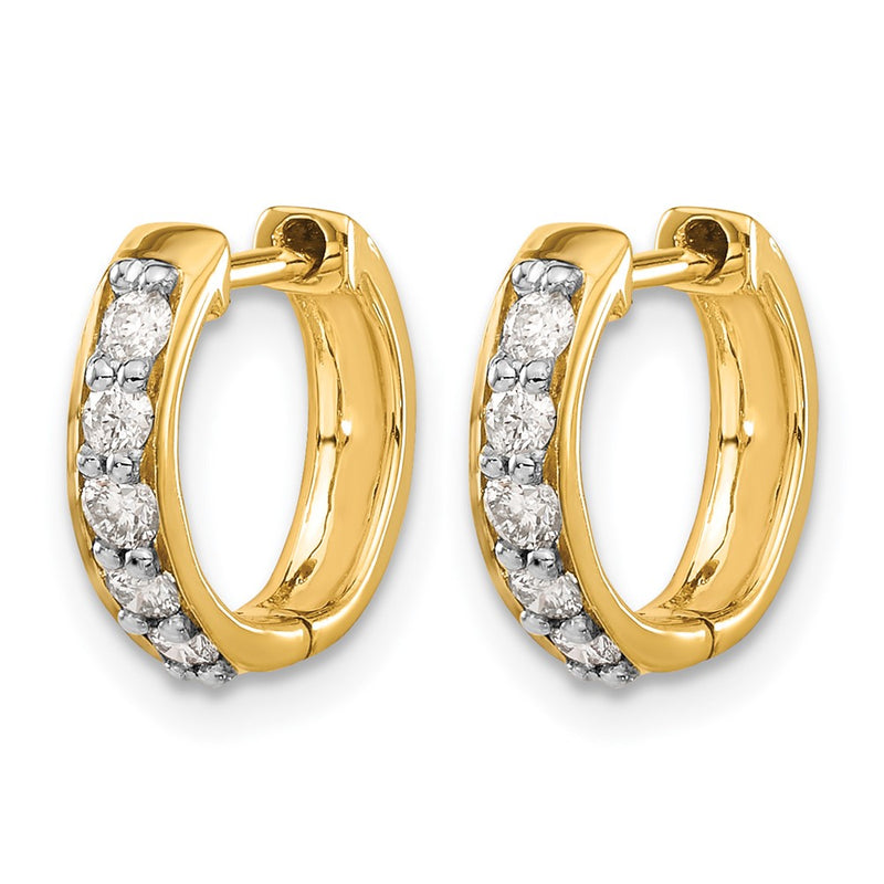 14k Yellow Gold Real Diamond Hinged Hoop Earrings