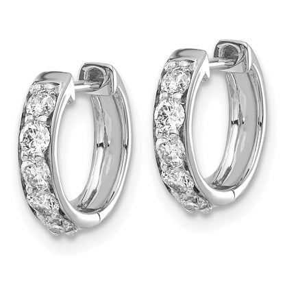 10K White Gold Diamond Hinged Hoop Earrings