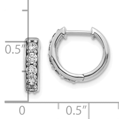 10K White Gold Diamond Hinged Hoop Earrings