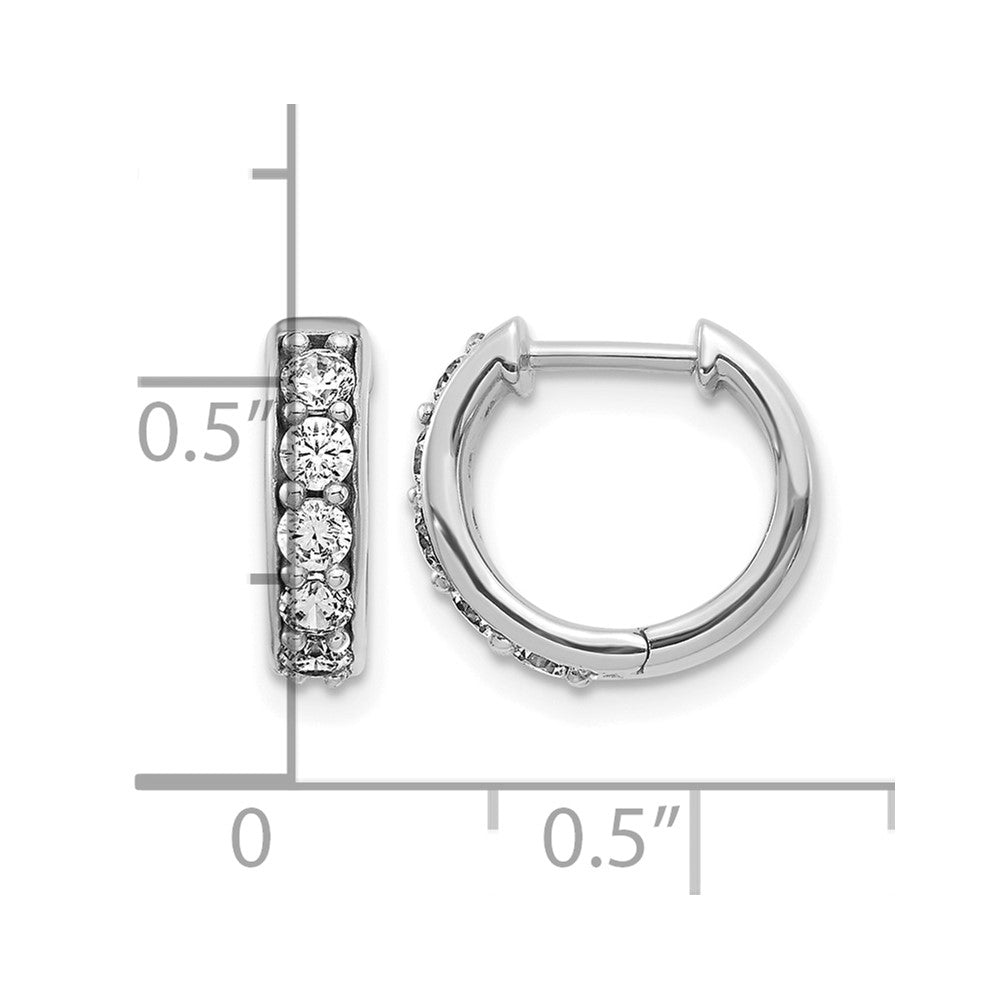 14k White Gold Real Diamond Hinged Hoop Earrings