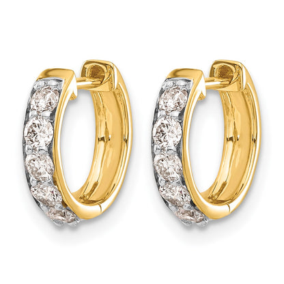 14k Yellow Gold Real Diamond Hinged Hoop Earrings