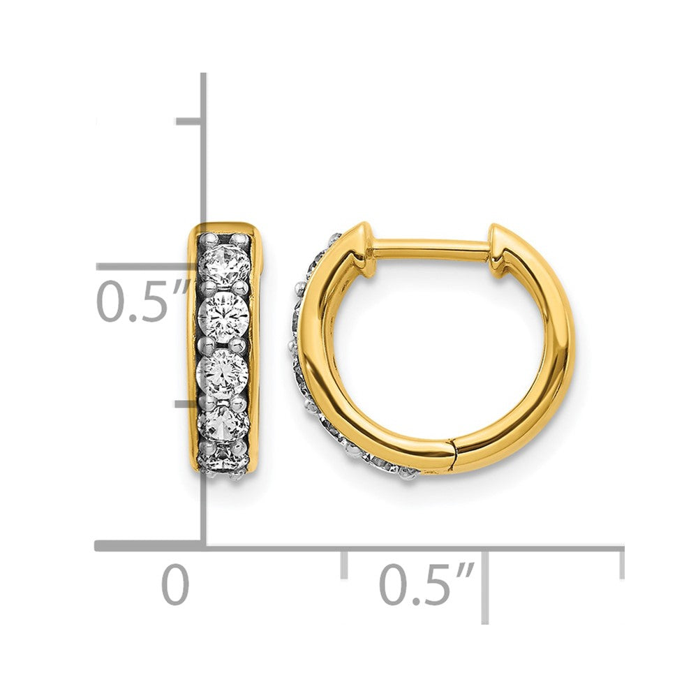14k Yellow Gold Real Diamond Hinged Hoop Earrings