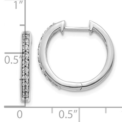 10K White Gold Diamond Hinged Hoop Earrings