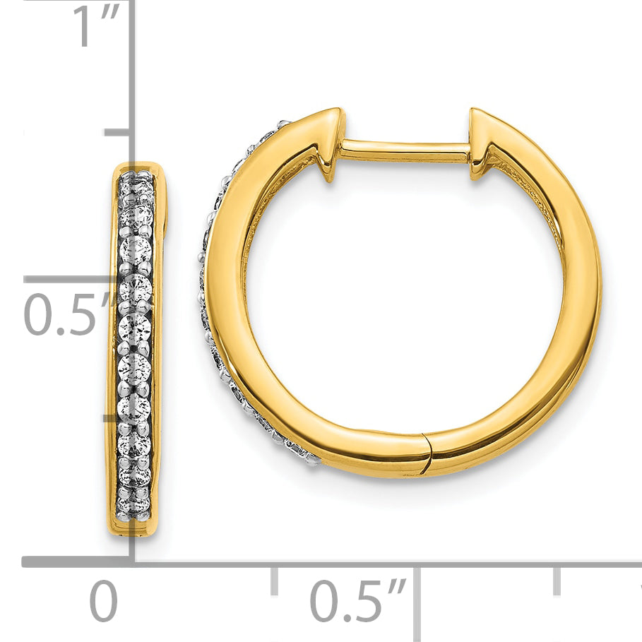 10K Yellow Gold Diamond Hinged Hoop Earrings