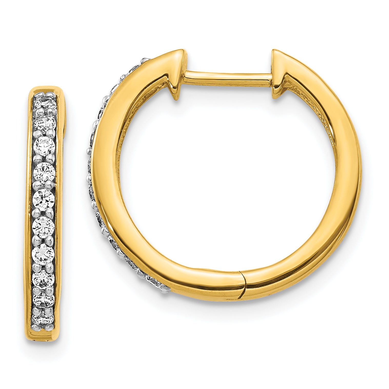 10K Yellow Gold Diamond Hinged Hoop Earrings