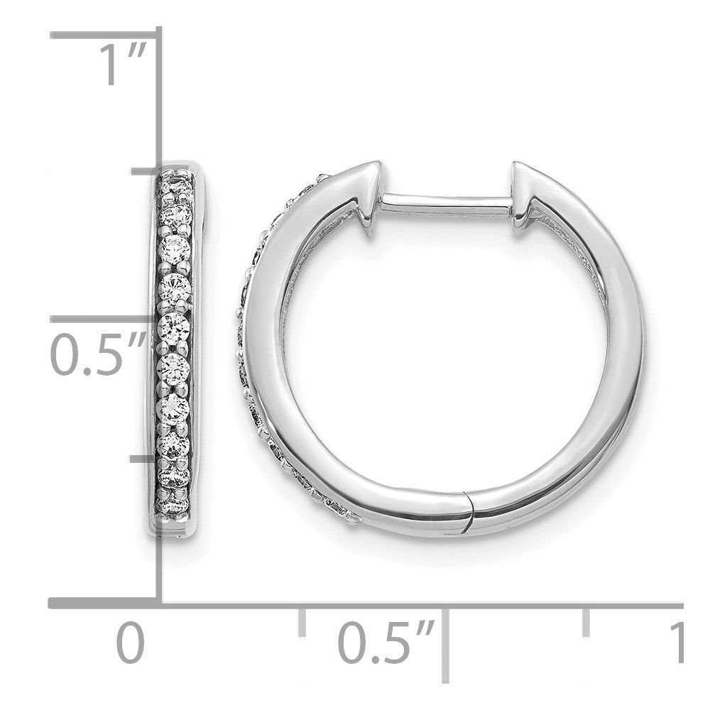 14k White Gold 1/4 Ct. Lab Grown Diamond VS/SI+ G+ Hinged Hoop Earrings