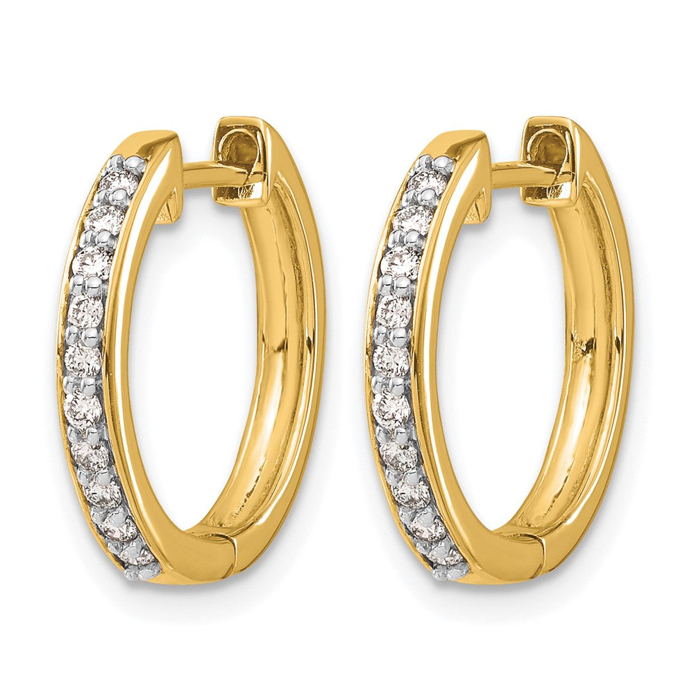 14k Yellow Gold Real Diamond Hinged Hoop Earrings
