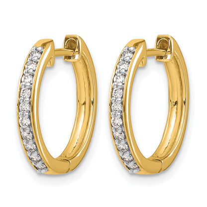 14k Yellow Gold Real Diamond Hinged Hoop Earrings