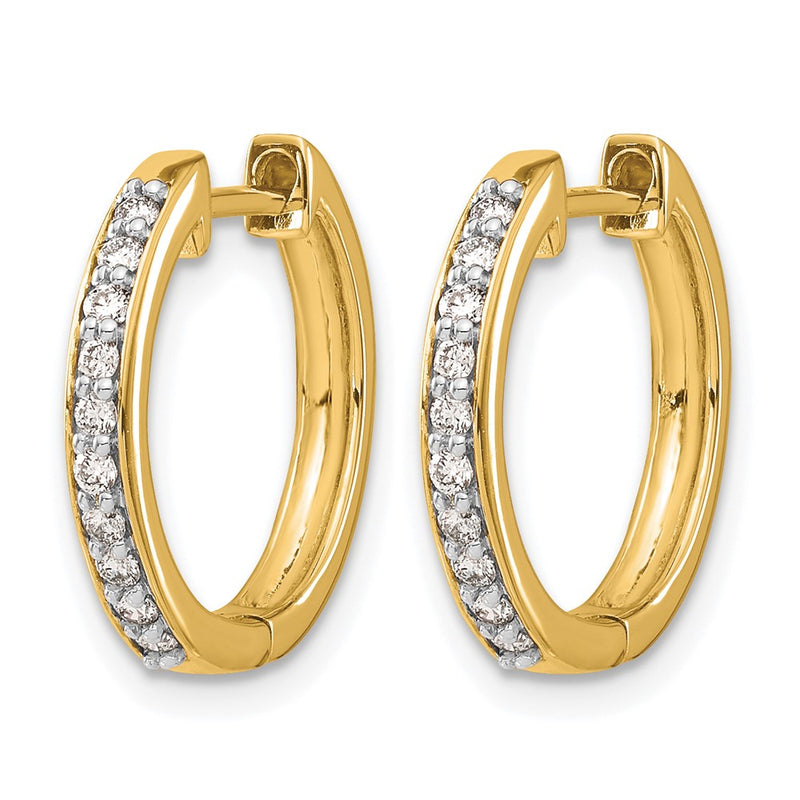 14k Yellow Gold Real Diamond Hinged Hoop Earrings