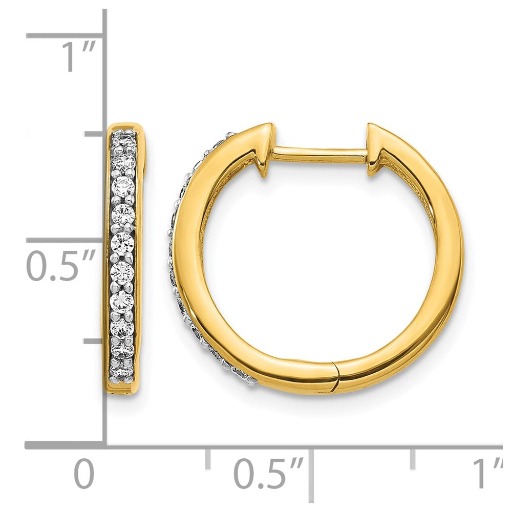 14k Yellow Gold Real Diamond Hinged Hoop Earrings
