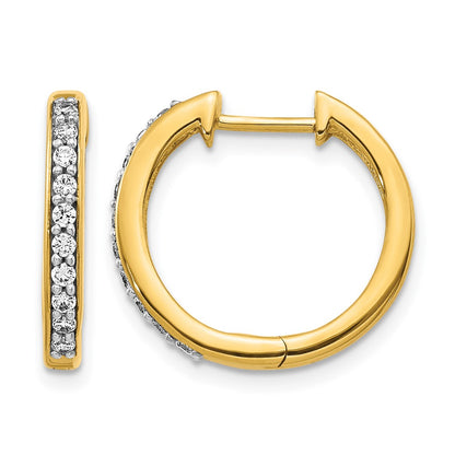 14k Yellow Gold Real Diamond Hinged Hoop Earrings