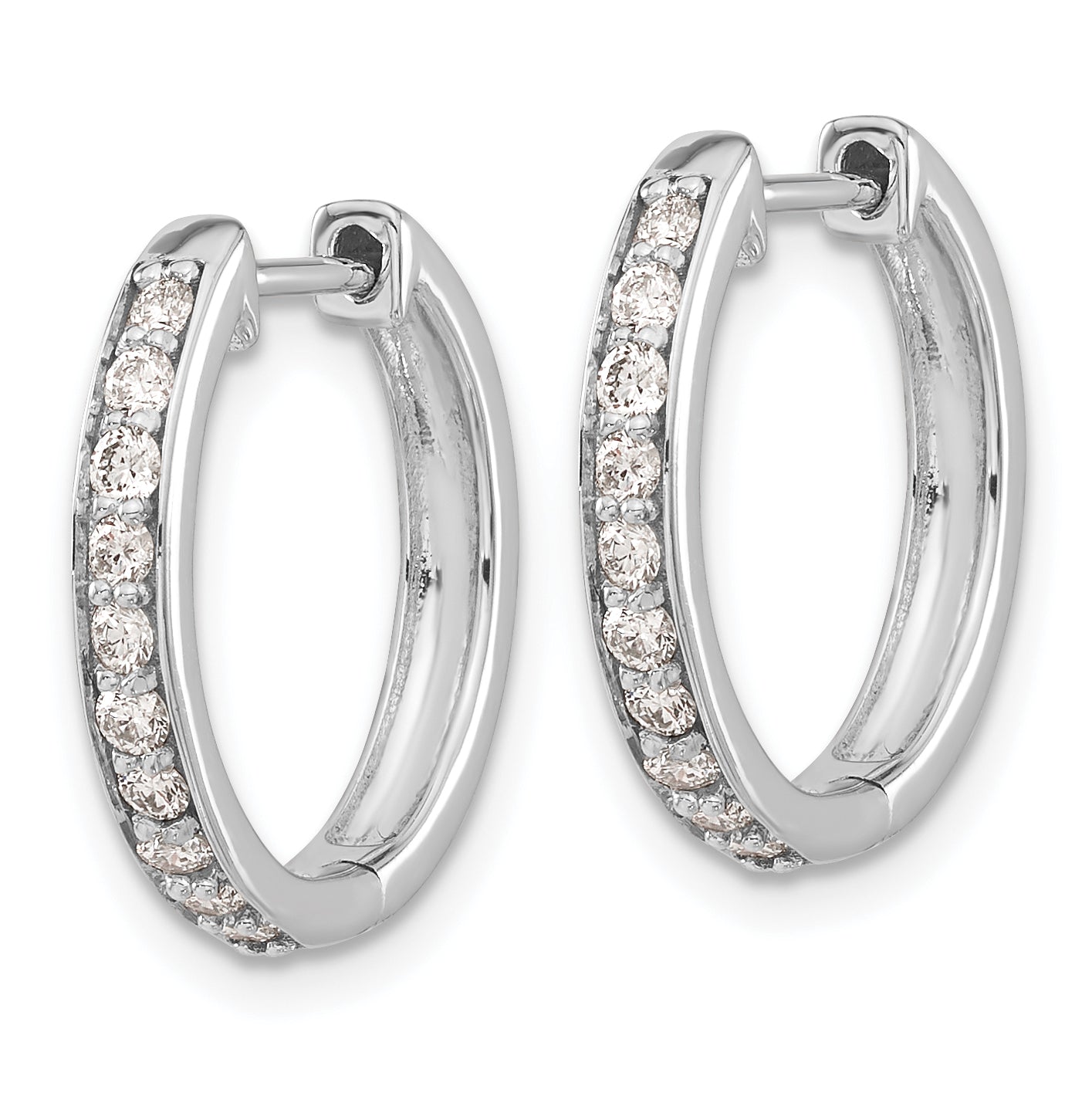 10K White Gold Diamond Hinged Hoop Earrings