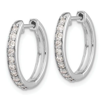 10K White Gold Diamond Hinged Hoop Earrings
