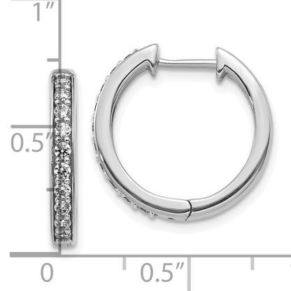 10K White Gold Diamond Hinged Hoop Earrings