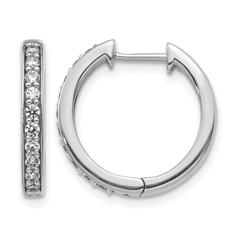 10K White Gold Diamond Hinged Hoop Earrings