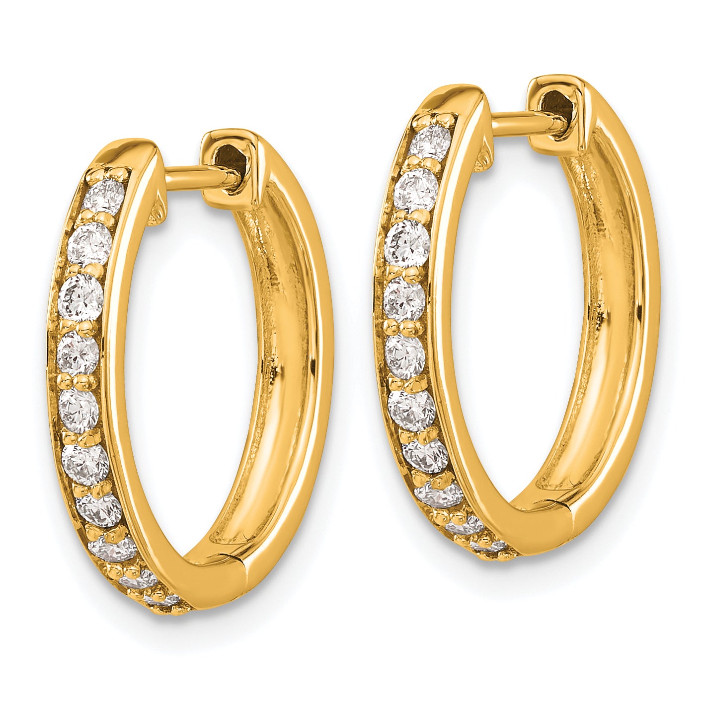 10K Yellow Gold Diamond Hinged Hoop Earrings