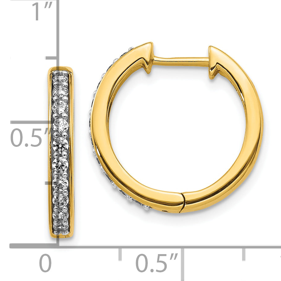 10K Yellow Gold Diamond Hinged Hoop Earrings