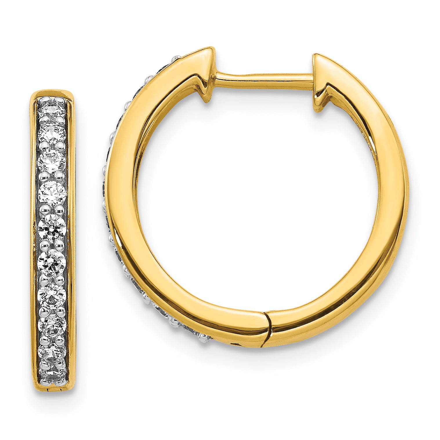 10K Yellow Gold Diamond Hinged Hoop Earrings
