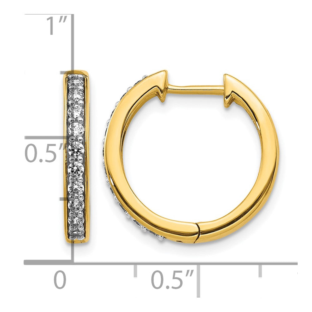 14k Yellow Gold Real Diamond Hinged Hoop Earrings