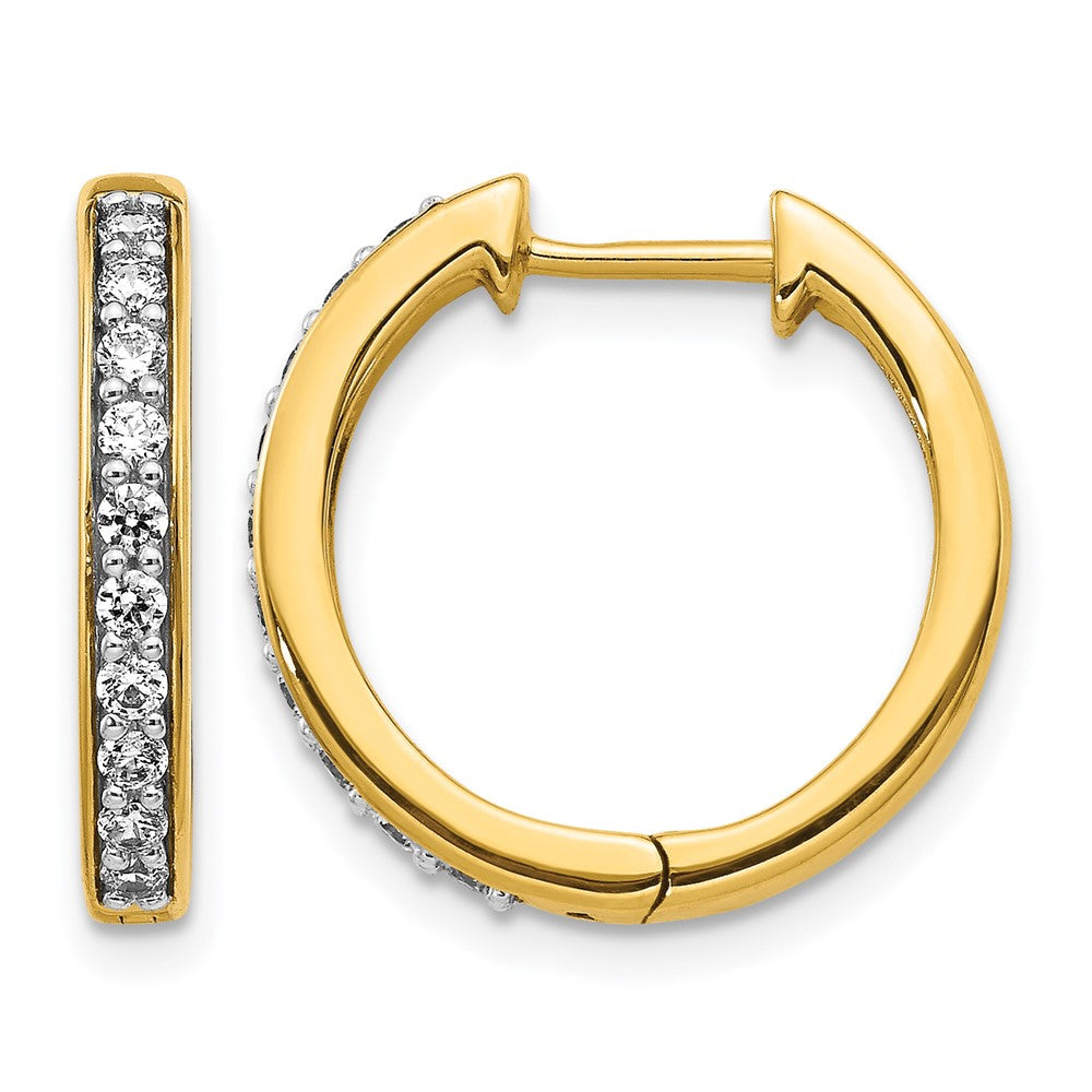 14k Yellow Gold Real Diamond Hinged Hoop Earrings