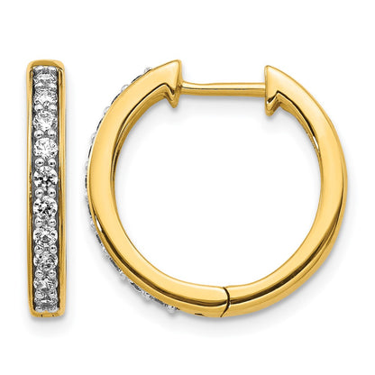 14k Yellow Gold Real Diamond Hinged Hoop Earrings