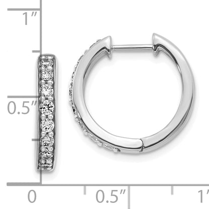 10K White Gold Diamond Hinged Hoop Earrings