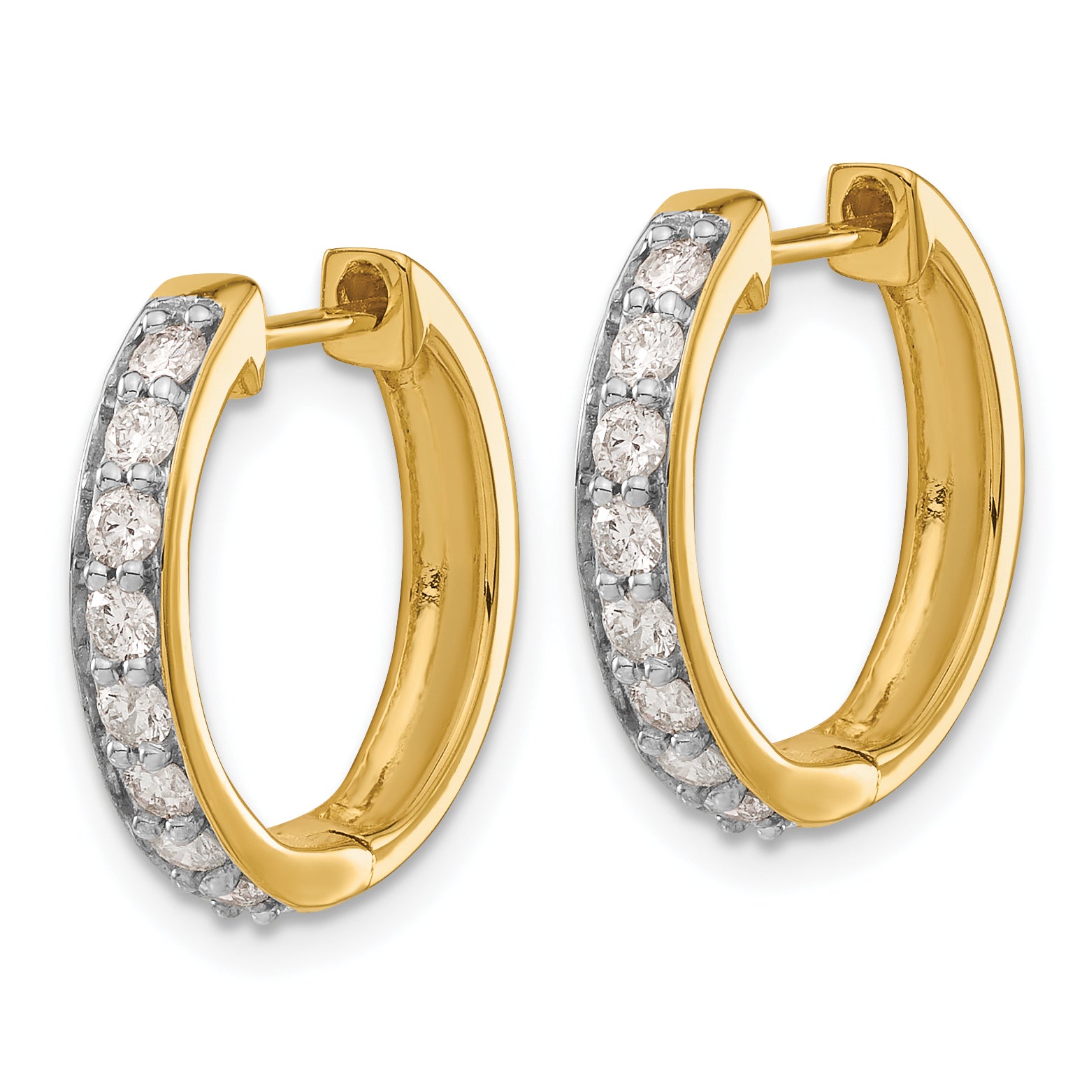 10K Yellow Gold Diamond Hinged Hoop Earrings