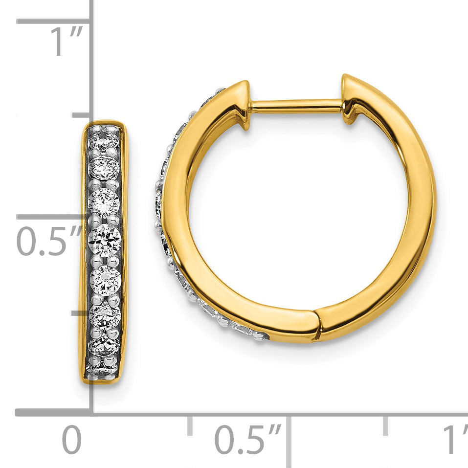 10K Yellow Gold Diamond Hinged Hoop Earrings