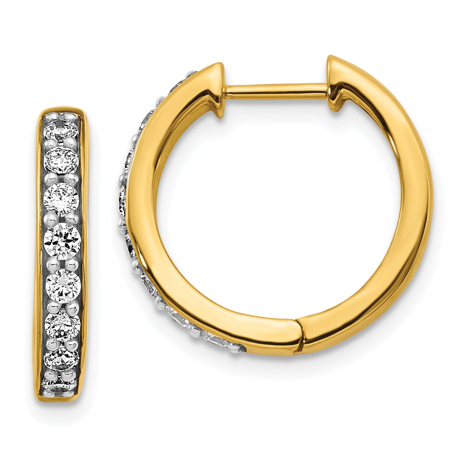 10K Yellow Gold Diamond Hinged Hoop Earrings