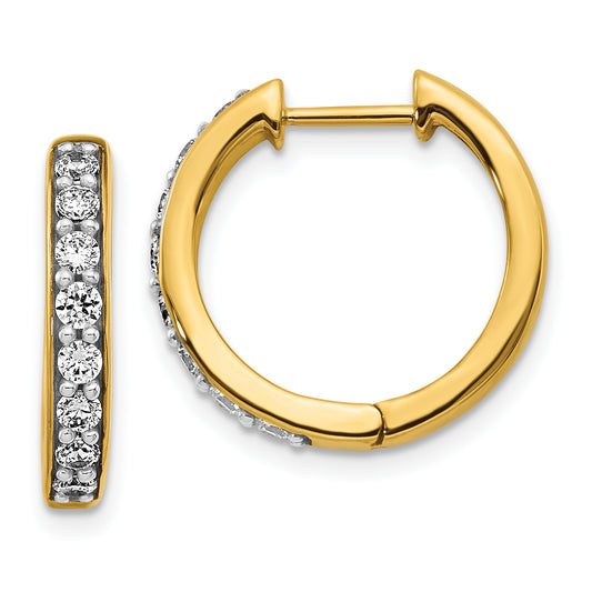 10K Yellow Gold Diamond Hinged Hoop Earrings