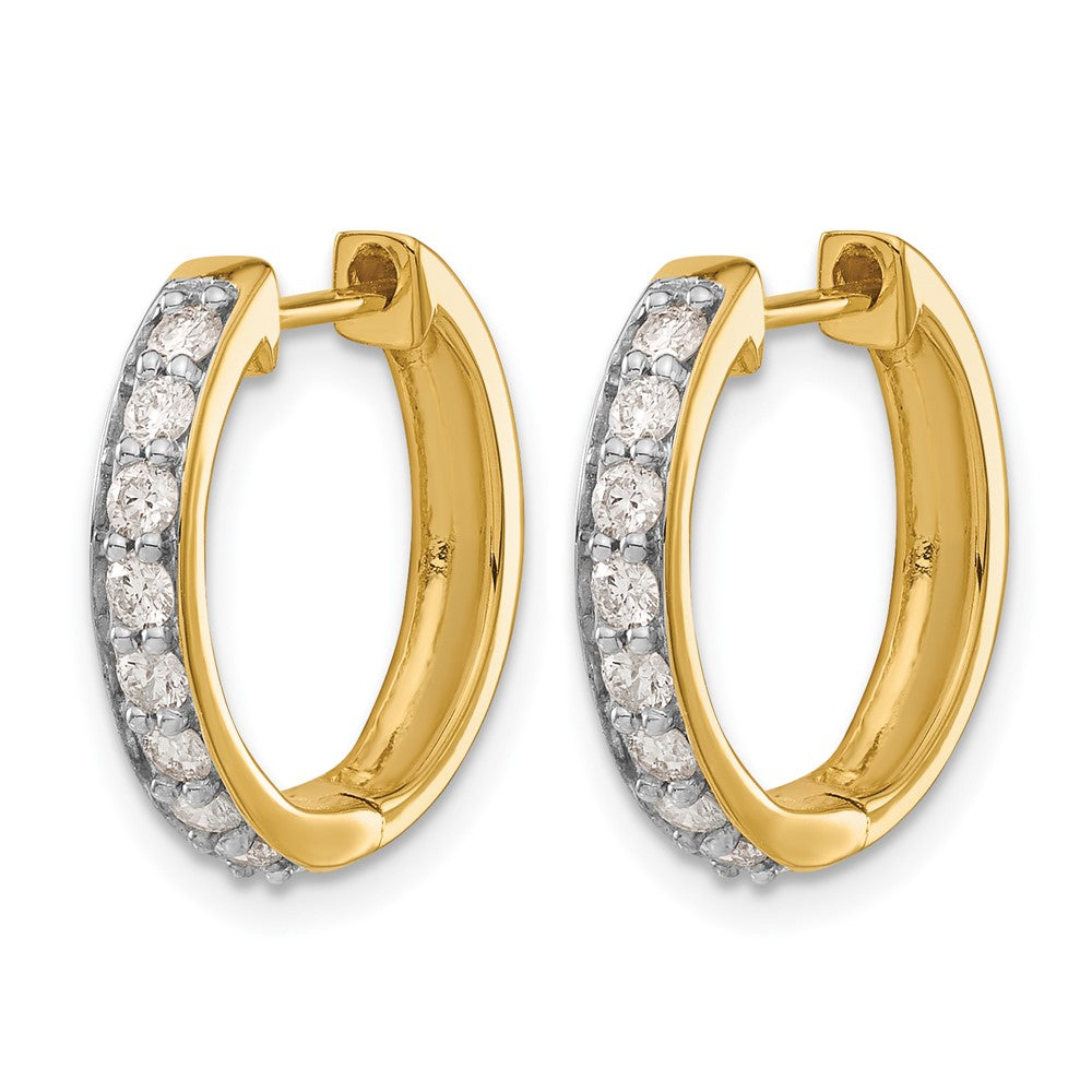 14k Yellow Gold Real Diamond Hinged Hoop Earrings