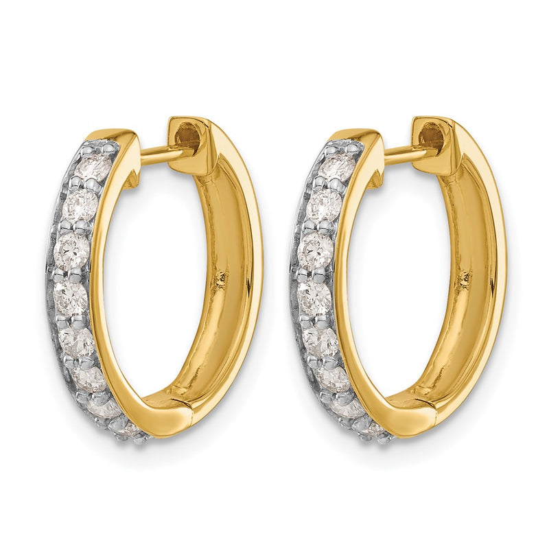 14k Yellow Gold Real Diamond Hinged Hoop Earrings