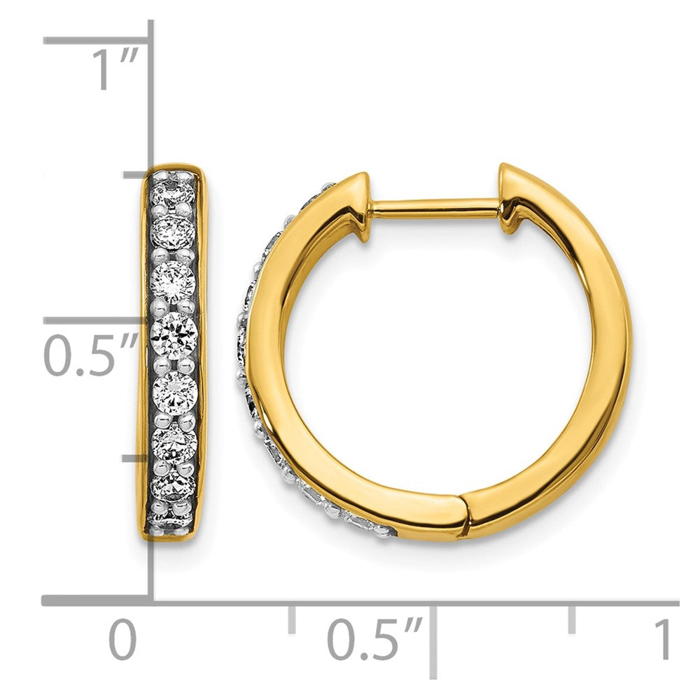 14k Yellow Gold Real Diamond Hinged Hoop Earrings