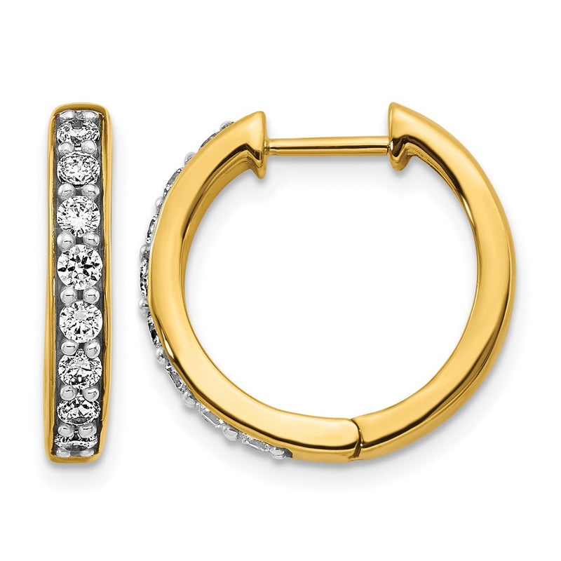 14k Yellow Gold 1/2 Ct. Lab Grown Diamond VS/SI+ G+ Hinged Hoop Earrings