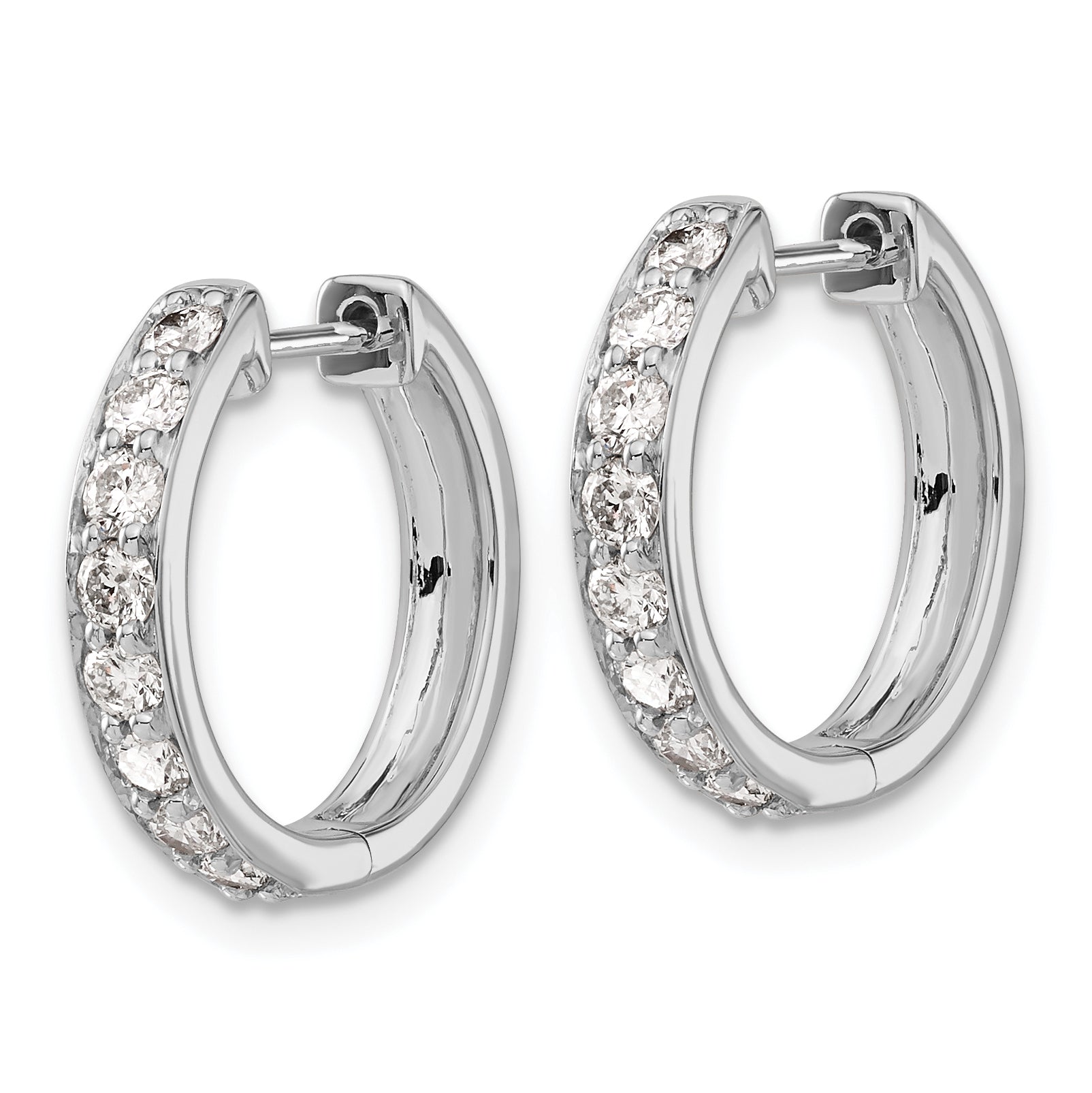10K White Gold Diamond Hinged Hoop Earrings